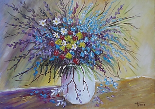 Obrazy - Modré kvety má rada... - 12804277_