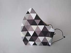 Rúška - Dizajnové rúško trojuholníky čierne tvarované dvojvrstvové - 12806201_