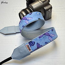 Iné doplnky - Popruh na fotoaparát - Blue butterflies - 12806953_