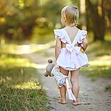 Detské oblečenie - Ľanové šaty s volánmi a mašľou (olivová) - 12807044_