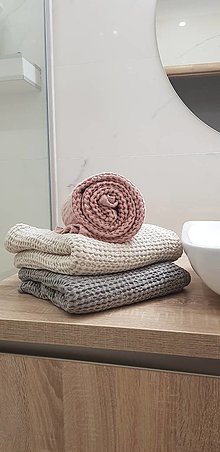 Úžitkový textil - Ľanový waflový uterák - 12806487_