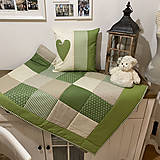 Úžitkový textil - Prehoz, vankúš patchwork vzor olivo zelená s béžovou  ( rôzne varianty veľkostí ) - 12808622_