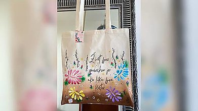 Nákupné tašky - ♥ Plátená, ručne maľovaná taška ♥ - 12808111_