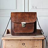 Kabelky - Kožená kabelka Floral satchel *Antique Brown* - 12808238_