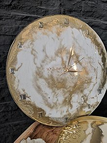 Hodiny - Elegantné hodiny so živicou  (40cm priemer - Biela) - 12809772_