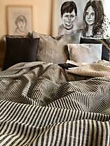 Úžitkový textil - Ľanové posteľné obliečky Julianna (Béžovohnedý pásik 50x60cm 140x220) - 12809411_