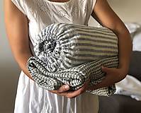 Úžitkový textil - Ľanové posteľné obliečky Julianna (Tmavošedý pásik 200x220cm 2xvankúš 70x90cm) - 12809456_