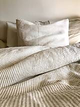 Úžitkový textil - Ľanové posteľné obliečky Julianna (Béžovohnedý pásik 50x60cm 140x220) - 12809457_