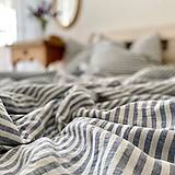 Úžitkový textil - Ľanové posteľné obliečky Julianna (Béžovohnedý pásik 50x60cm 140x220) - 12809564_