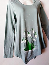 Topy, tričká, tielka - Snežienky - maľované tričko organická bavlna - 12816661_