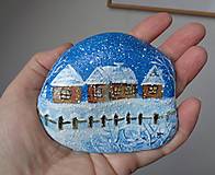 Dekorácie - Na dedinu sype sneh...maľovaný kameň - 12814852_