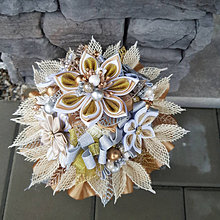 Dekorácie - Ikebana (kytica zo stuh) v prútenom košíčku - 12815725_