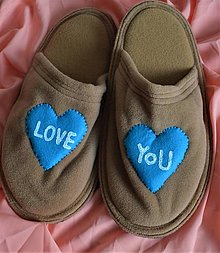 Ponožky, pančuchy, obuv - Papuče (Love YoU)-modrá - 12818372_