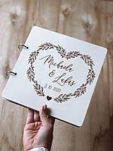 Papiernictvo - Svadobná kniha hostí personalizovaná, drevený fotoalbum - Srdce - 12819195_