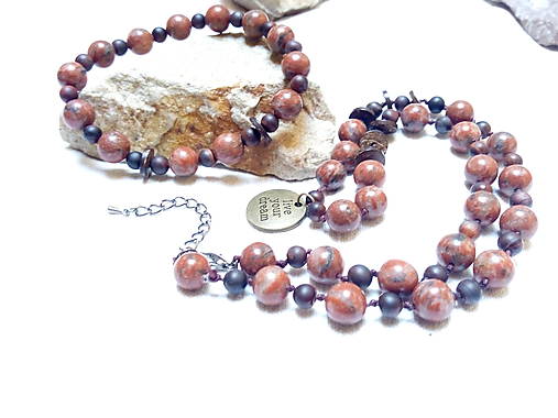 Pánske šperky - Náhrdelník+ náramok/jaspis pre mužov - 12819220_