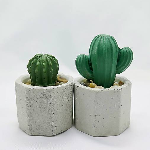 Sada kvetináčov s betónovými kaktusmi Osemuholník malý (Pure Dark)
