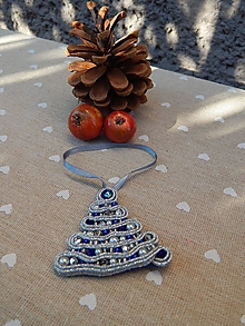 Brošne - Christmastree (Strieborno-modrá) - 12823372_