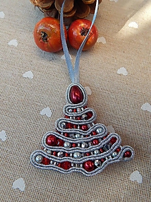 Brošne - Christmastree (Strieborno-červená) - 12823387_