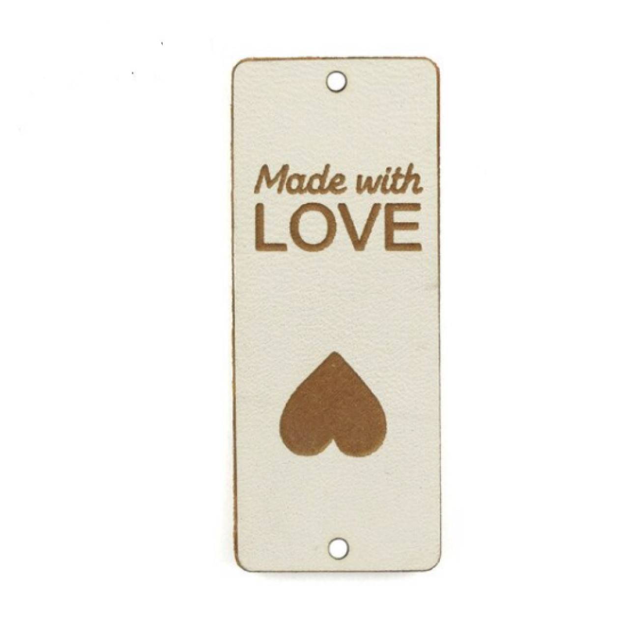 NT101 Koženková nášivka Handmade 5 x 2 cm (Béžová)