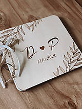 Papiernictvo - Svadobná kniha hostí personalizovaná, drevený fotoalbum - Lístky - 12826554_