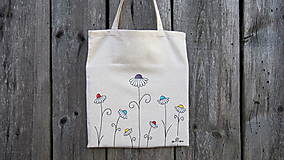 Nákupné tašky - Taška ručne maľovaná z režnej bavlny - margarétky - 12826105_