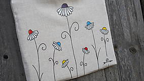 Nákupné tašky - Taška ručne maľovaná z režnej bavlny - margarétky - 12826106_