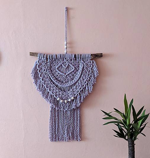 Dekorácie - Macramé Boho záves svetle fialový - 12827022_