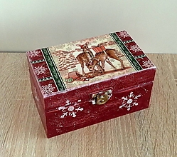 Úložné priestory & Organizácia - vianočná krabička so srnkami - 12824936_