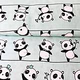 Textil - modrozelené pandy, 100 % bavlna, šírka 160 cm - 12827783_