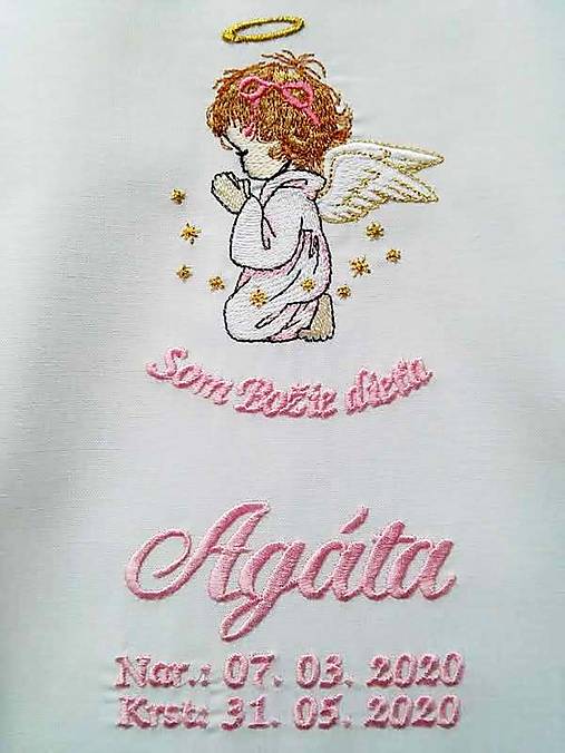 Detský textil - Krstná košieľka - ružová - 12834932_