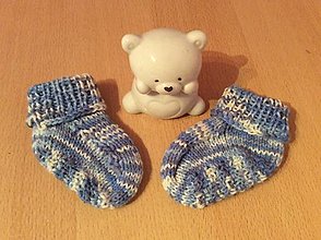 Detské topánky - pletené ponožky pre chlapčeka - 12839340_