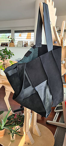 Veľké tašky - Black shopper bag - 12840453_