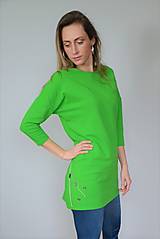 Topy, tričká, tielka - Zelené tričko/tunika so zipsovou ozdobou - 12843056_