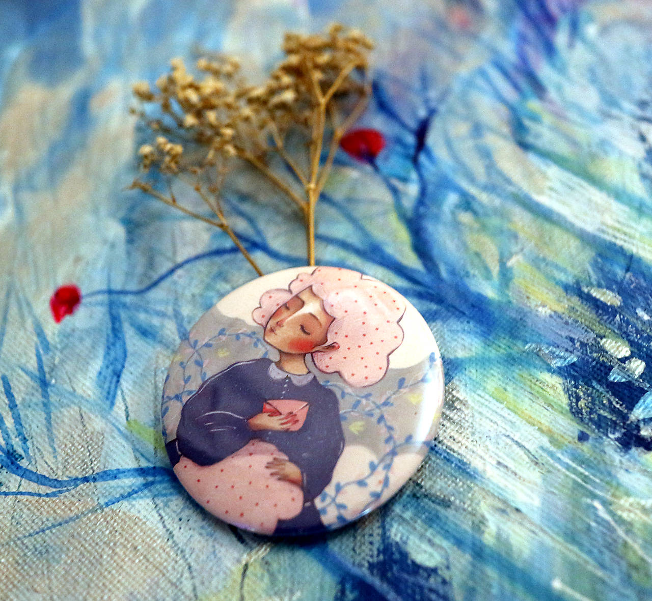 Ružové listy píšem/ Butón- odznačik