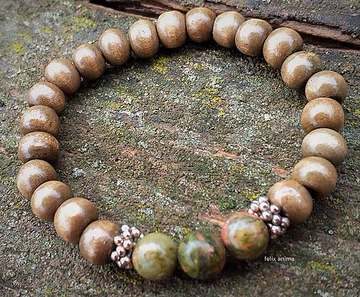 Náramky - Drevený náramok s Unakitom - 12848069_