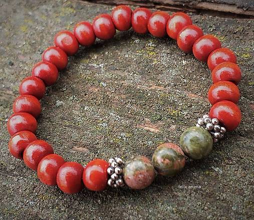 Náramky - Drevený náramok s Unakitom - 12848071_