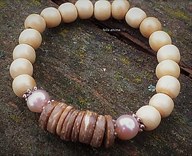 Pánske šperky - Pánsky náramok s kokosom a riečnymi perlami - 12845736_