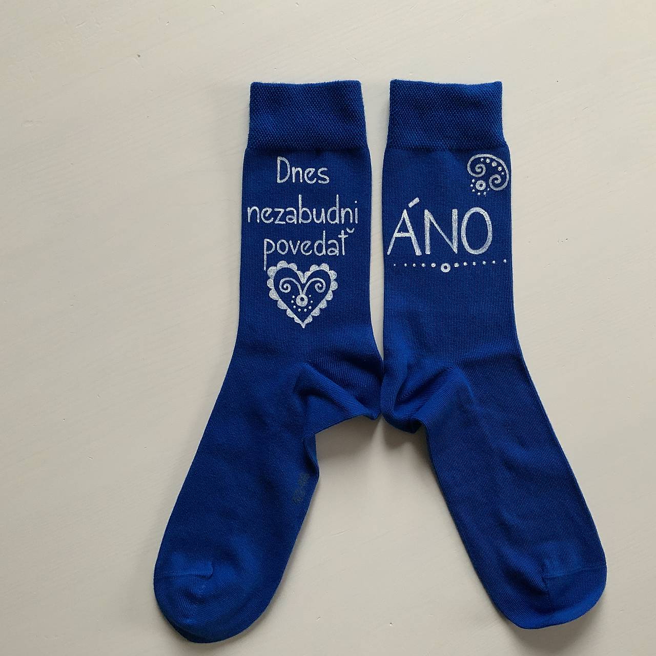 Maľované ponožky - ženích (Kráľovskymodré)