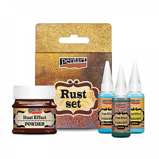 Rust effect set, Pentart (činidlá + prášok)