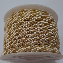 Galantéria - Šnúra točená s lurexom (3mm-sv.krémová/zlatá-10m) - 12851201_