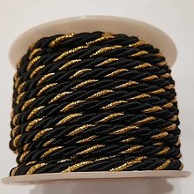 Galantéria - Šnúra točená s lurexom (3mm-čierna/zlatá-10m) - 12851207_