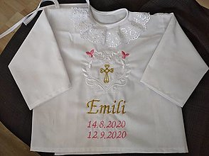 Detské oblečenie - Košieľka do krstu (Ružová) - 12850240_