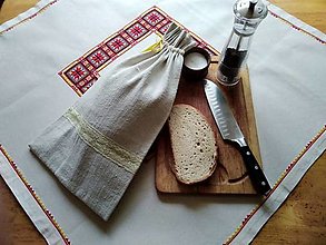 Úžitkový textil - Vrecko na chlieb zdobené čipkou - 12848969_