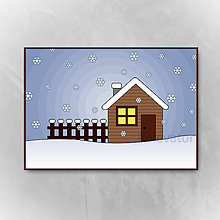 Grafika - Nasnežilo/sneží - domček (sneží) - 12849975_