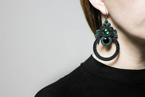 Náušnice - Emilia - ručne šité šujtášové náušnice - soutache earring - 12852557_