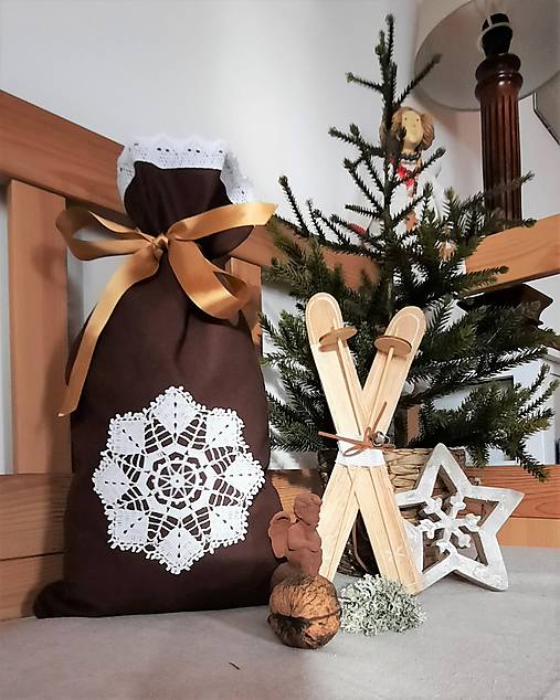 Úžitkový textil - Veľké darčekové vrecko ....vianočné, mikulášske....42x23cm - 12852841_