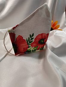 Rúška - Dvojvrstvové rúška z bavlny na gumičku... Červené maky - 12852657_