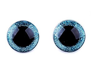 Galantéria - Bezpečnostné oči, 25 mm, GLITROVÉ, cena za 1 pár (modrá) - 12857186_