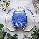 Batohy - Ruksak CANDY backpack - modré kvety v linke - 12858673_