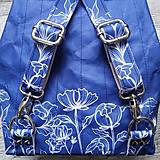 Batohy - Ruksak CANDY backpack - modré kvety v linke - 12858674_